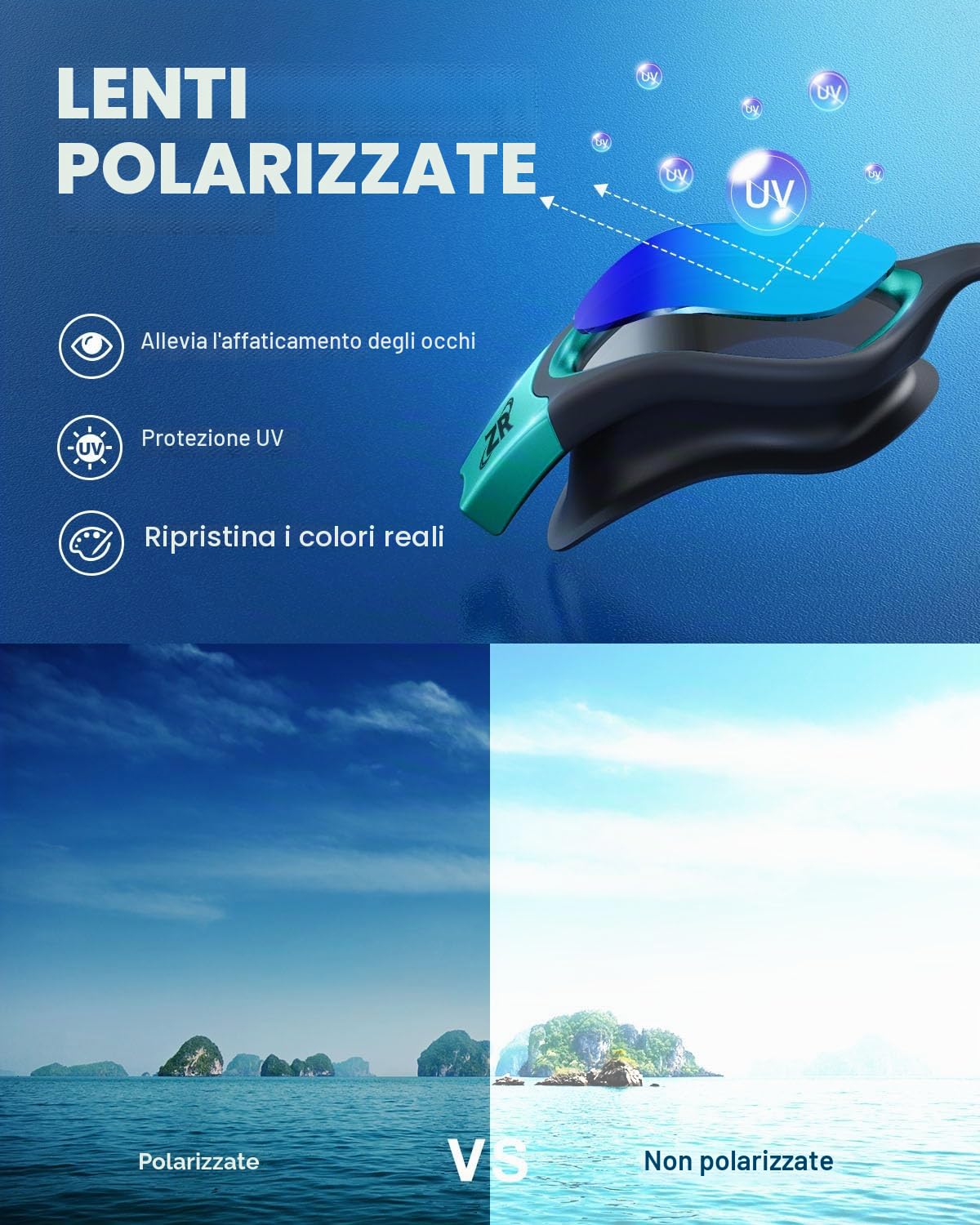 ZIONOR Occhiali da nuoto polarizzati per uomo e donna, G1-MAX Occhialini da nuoto con specchio/lente fumo, protezione dai raggi UV, cinghia regolabile, comfort professionale
