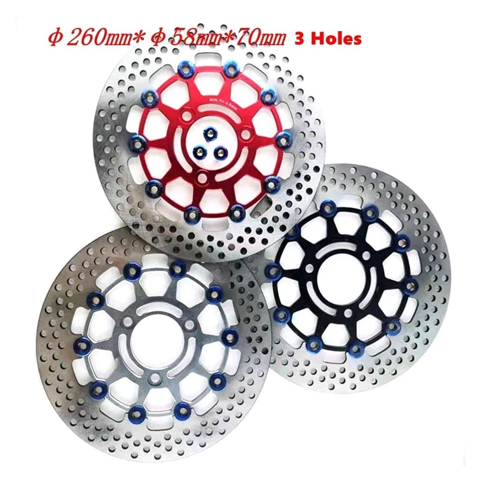 Disco freno flottante Freno A Disco Flottante Universale Per Moto 3 Fori 260 * 70mm/5 260 * 60mm Per Aerox BWS RSZ FORCE Per M3 N1S(Black 5 holes)