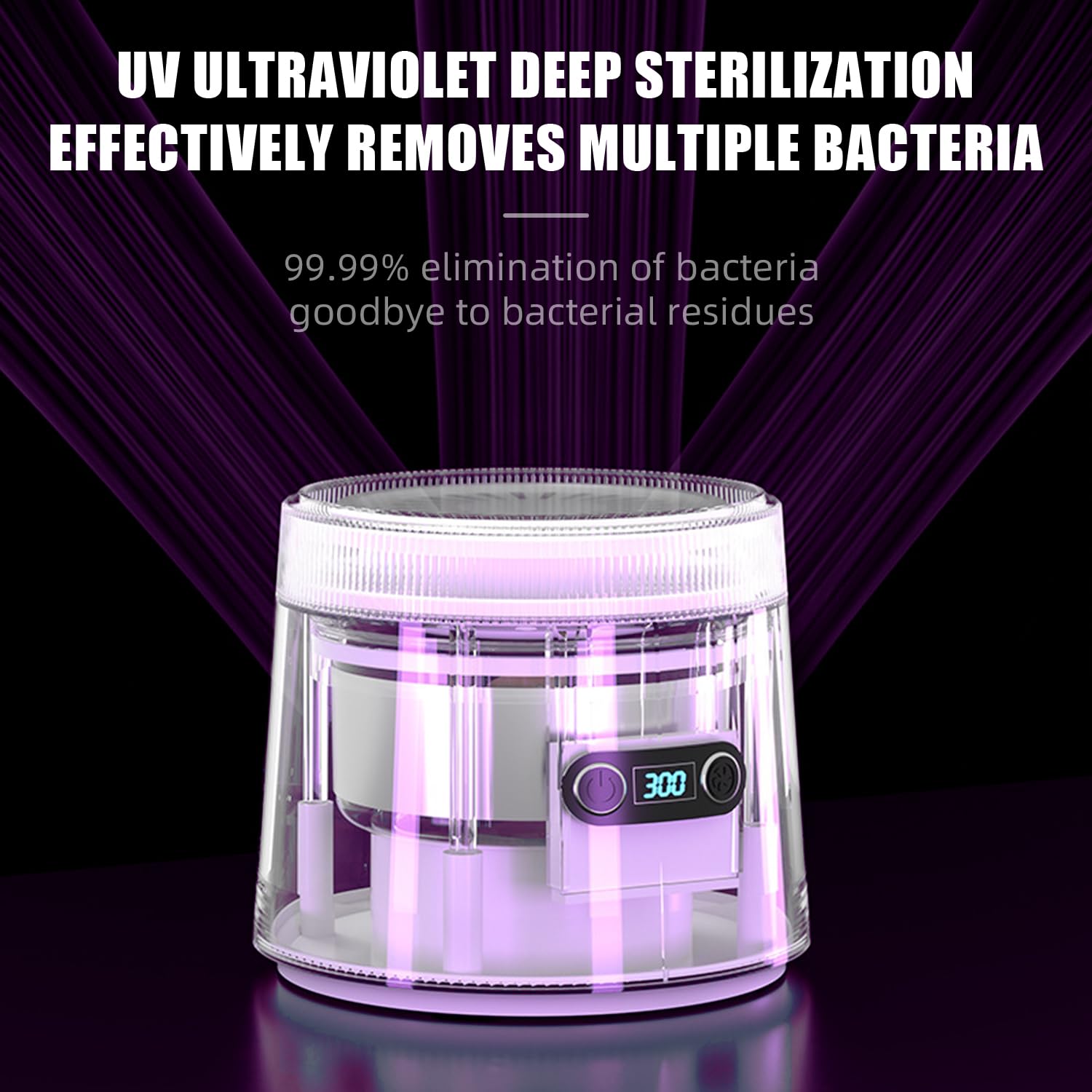 Pulitore Ultrasuoni， 48000Hz Pulitore Gioielli Ultrasuoni， Lampada UV Lavatrice Ultrasuoni per Apparecchio Denti Protesi Dentali Retainer Anelli Collane (nero)