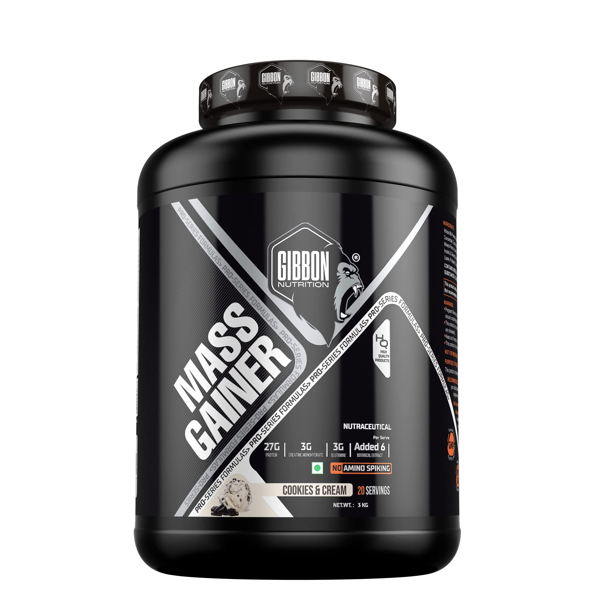 Nitric Lean Mass Gainer with Testosterone (3 Kg, Cream Cookies) Powder, Supplement For Men & Women