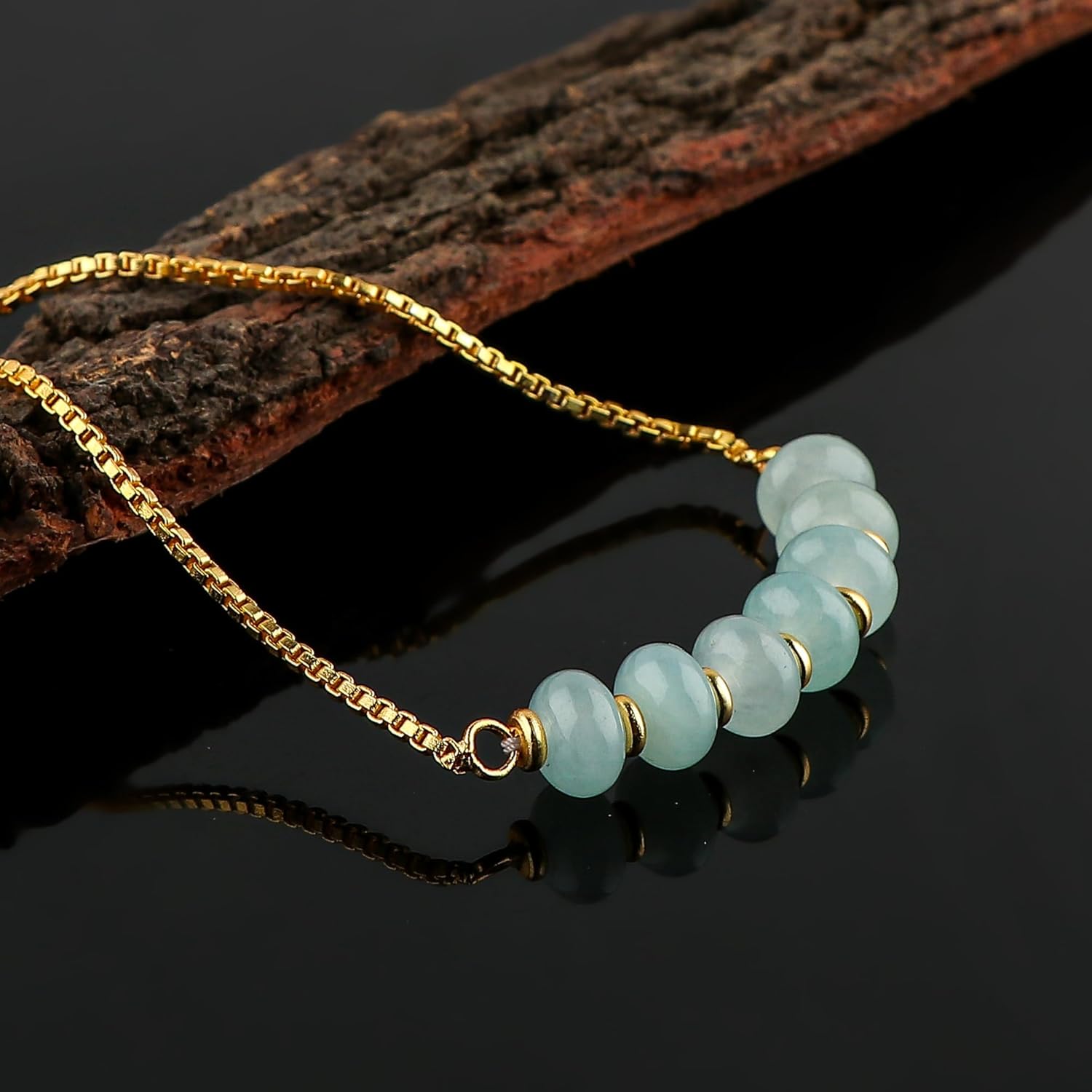 Natural Gemstone Rondelle Bolo Bracelet for Women - 6-8 Inch Gold Plated Adjustable Slider Bracelet - Handmade Healing Crystal Jewelry