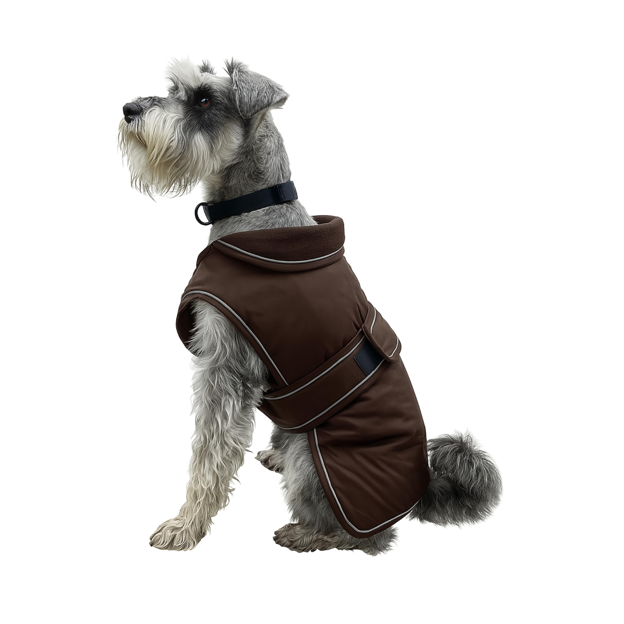 Hugglepets Arctic Armour Waterproof Thermal Dog Coat - Brown Chocolate (X Large 60cm) Reflective Microfleece-Lined Coat for Large Dogs with Adjustable Fastening & Zipper for Harness or Collar.