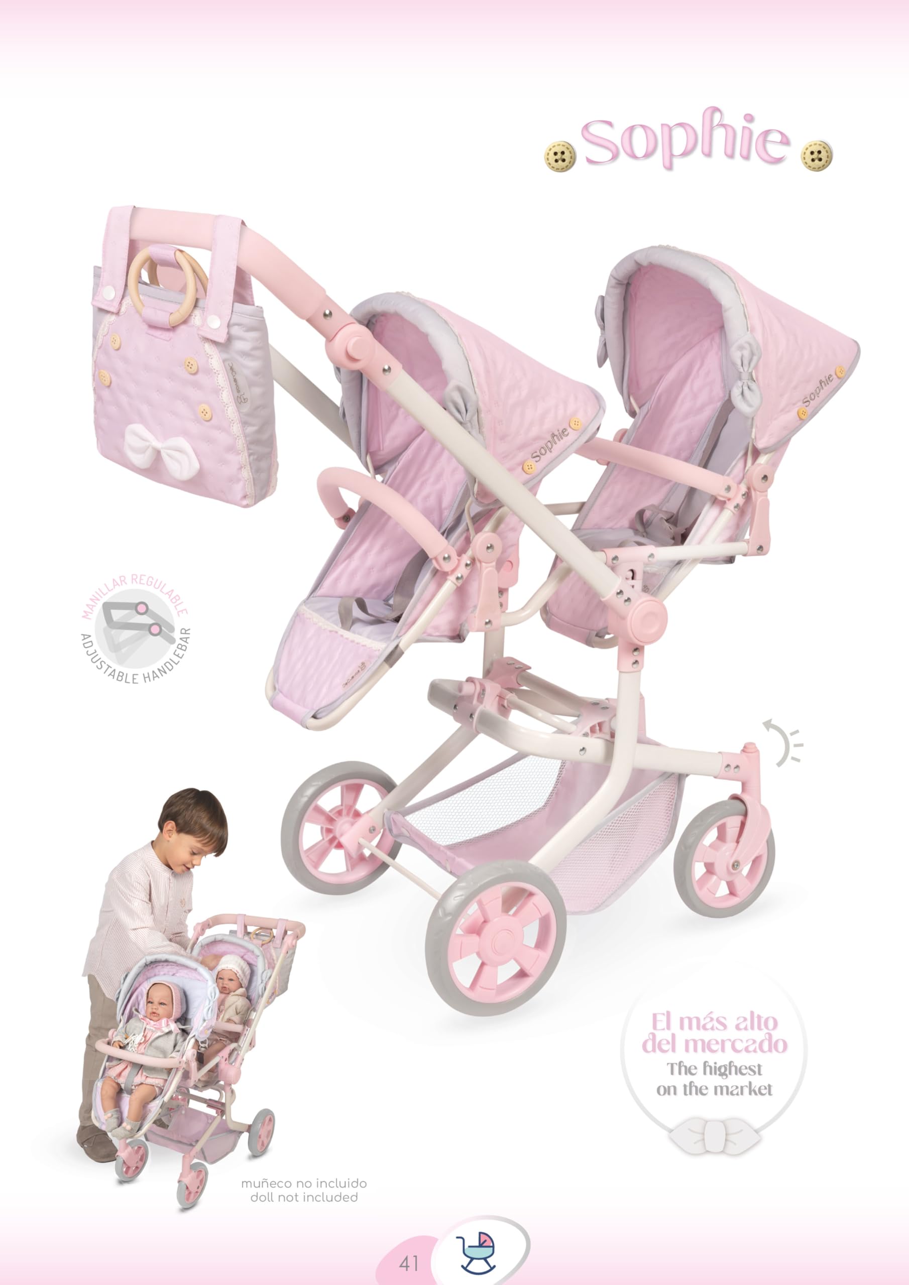 Carro de Muñecas Sophie Silla Gemelar Plegable DeCuevas 90875