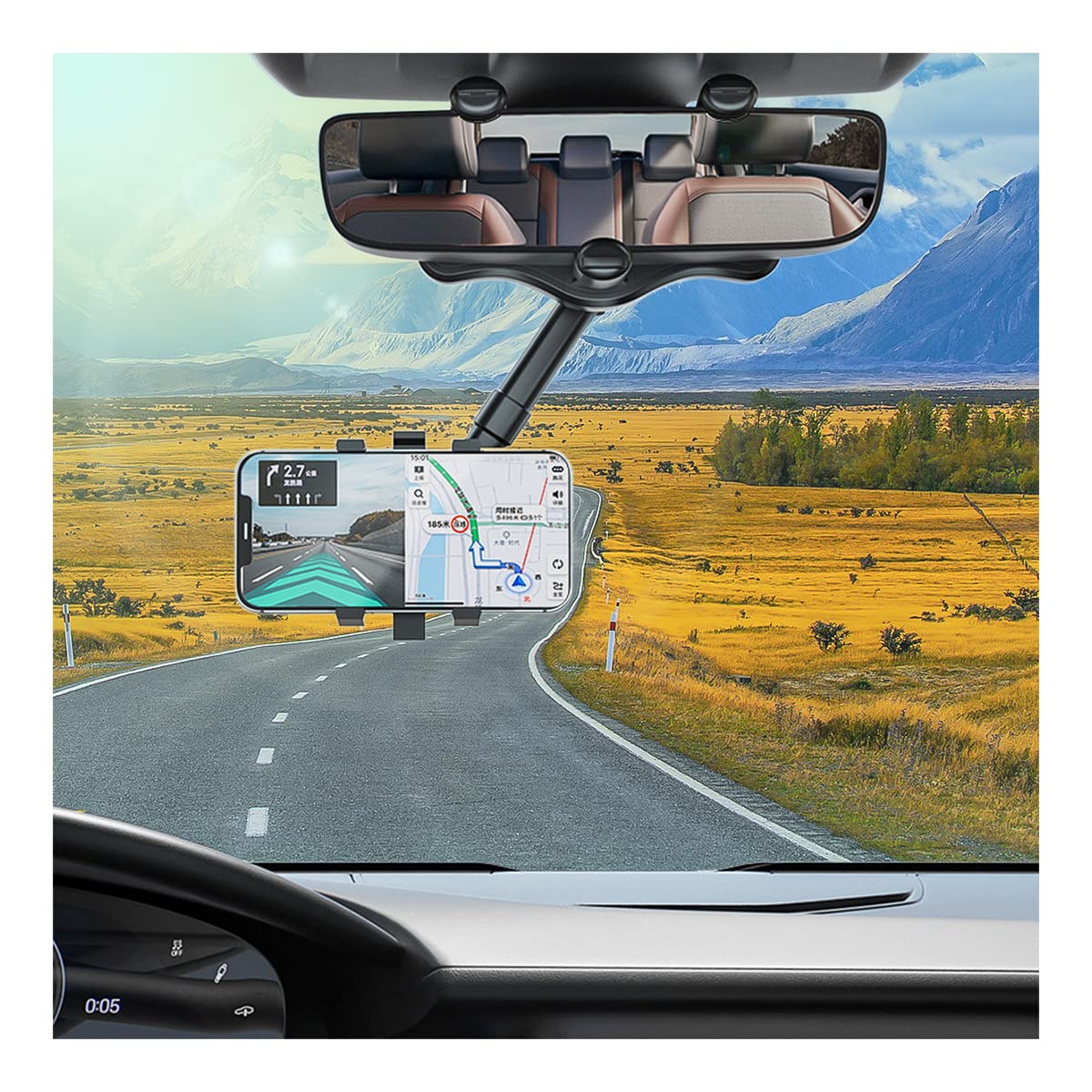 Photo 1 of Car Phone Holder for Rear View Mirror, 360° Rotatable Multifunctional Rearview Mirror Phone Holder Cradle for Most Mobile Phone Devices, Mobile Phone Cradles for Most Cars, Car Accessories