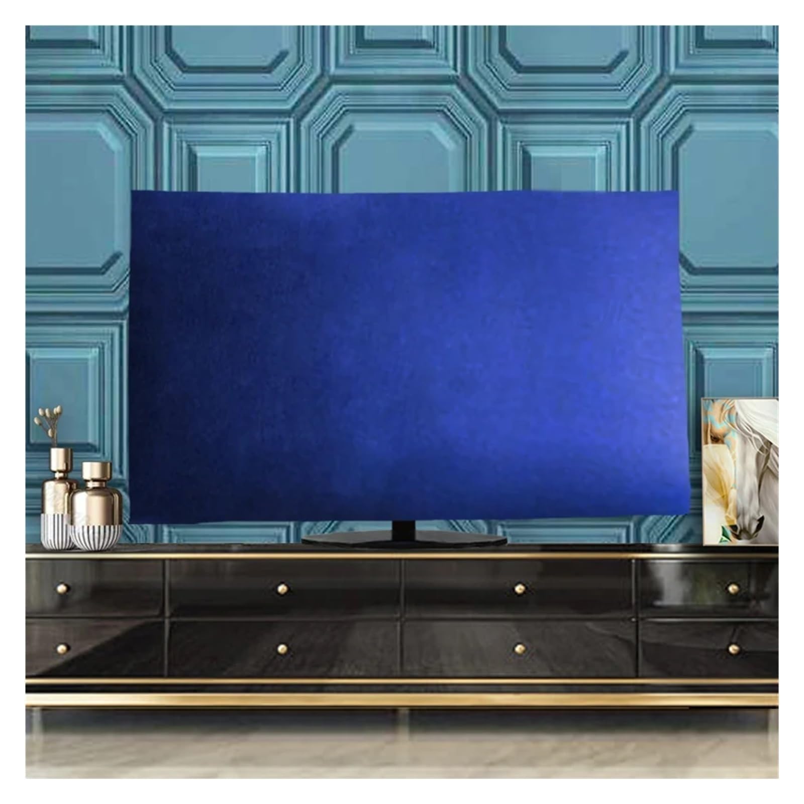 Tv-hoezen fluwelen stof tv-hoes 43 inch 55 inch 65 inch hangende tv-hoes stofkap desktop voor muursteunen tv (kleur: fluweel zwart, maat: 109 cm