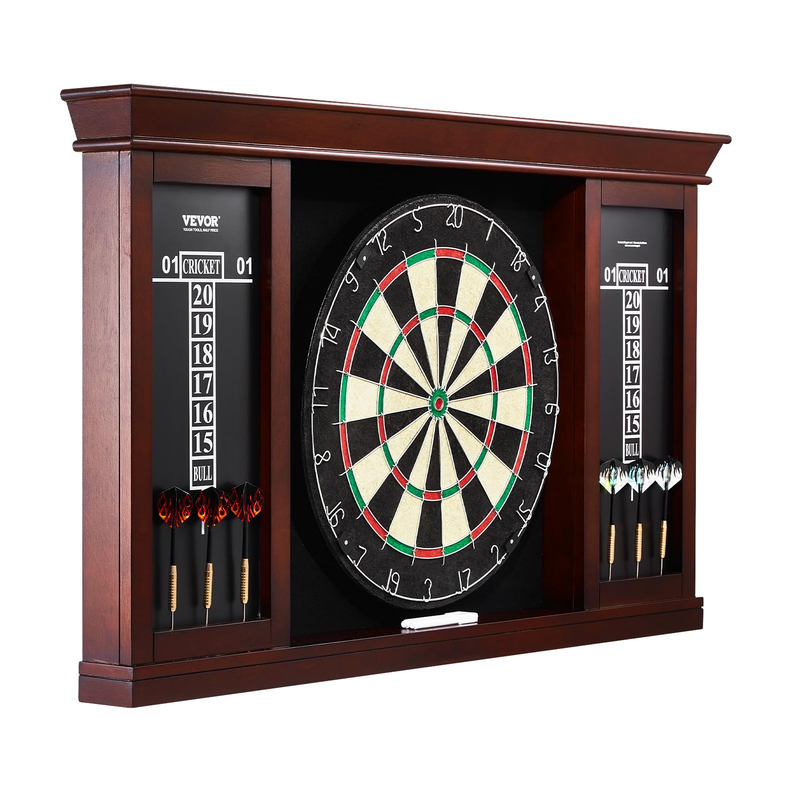 VEVOR Dartboard spielbereites Paket, Dartboard-Schrankset in offizieller Größe, Dartscheibe 45 x 3,8 cm, Dartschrank mit Stahlspitze, komplett mit sämtlichem Zubehör, für Cricket-Spiele