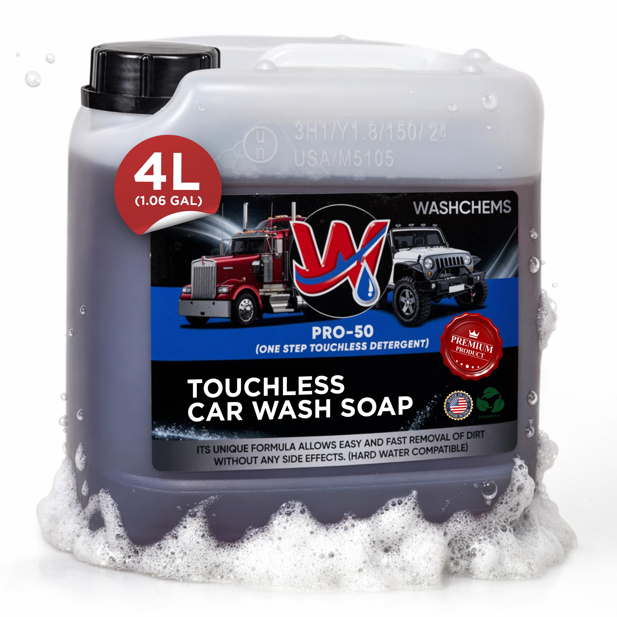 Wash Chems Detergente concentrado sin contacto Pro 50 – 3,8 l – 3,8 l – No requiere cepillado – Detergente comercial sin contacto