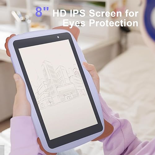 Miniatura 4 de C idea Tableta para niños de 8 pulgadas, Android 12 con funda a prueba de niños, 32 GB+32 GB, almacenamiento ampliable, cámara dual, HD, WiFi,