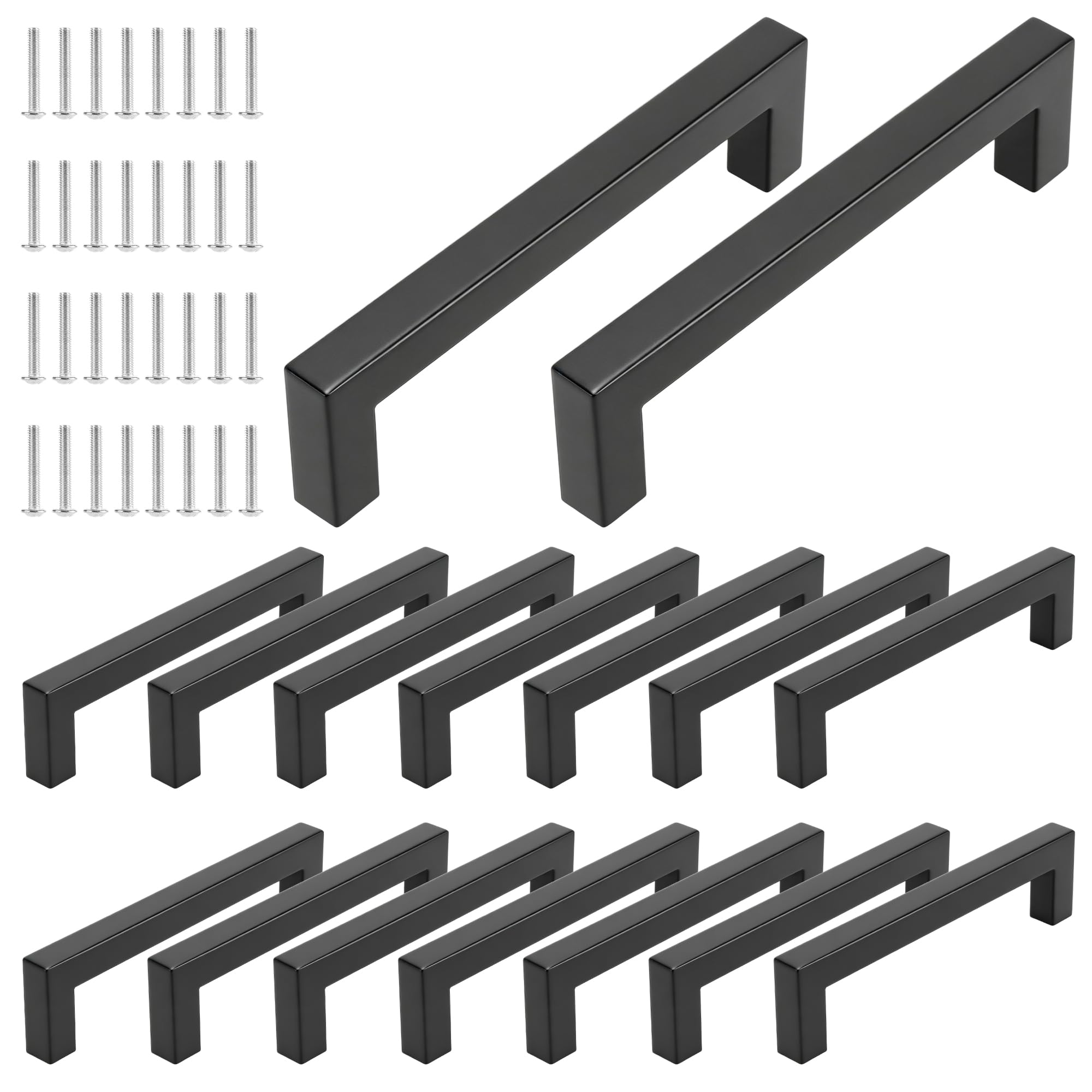Poignées de meuble noires 128 mm pour moderniser les placards de cuisine et les commodes