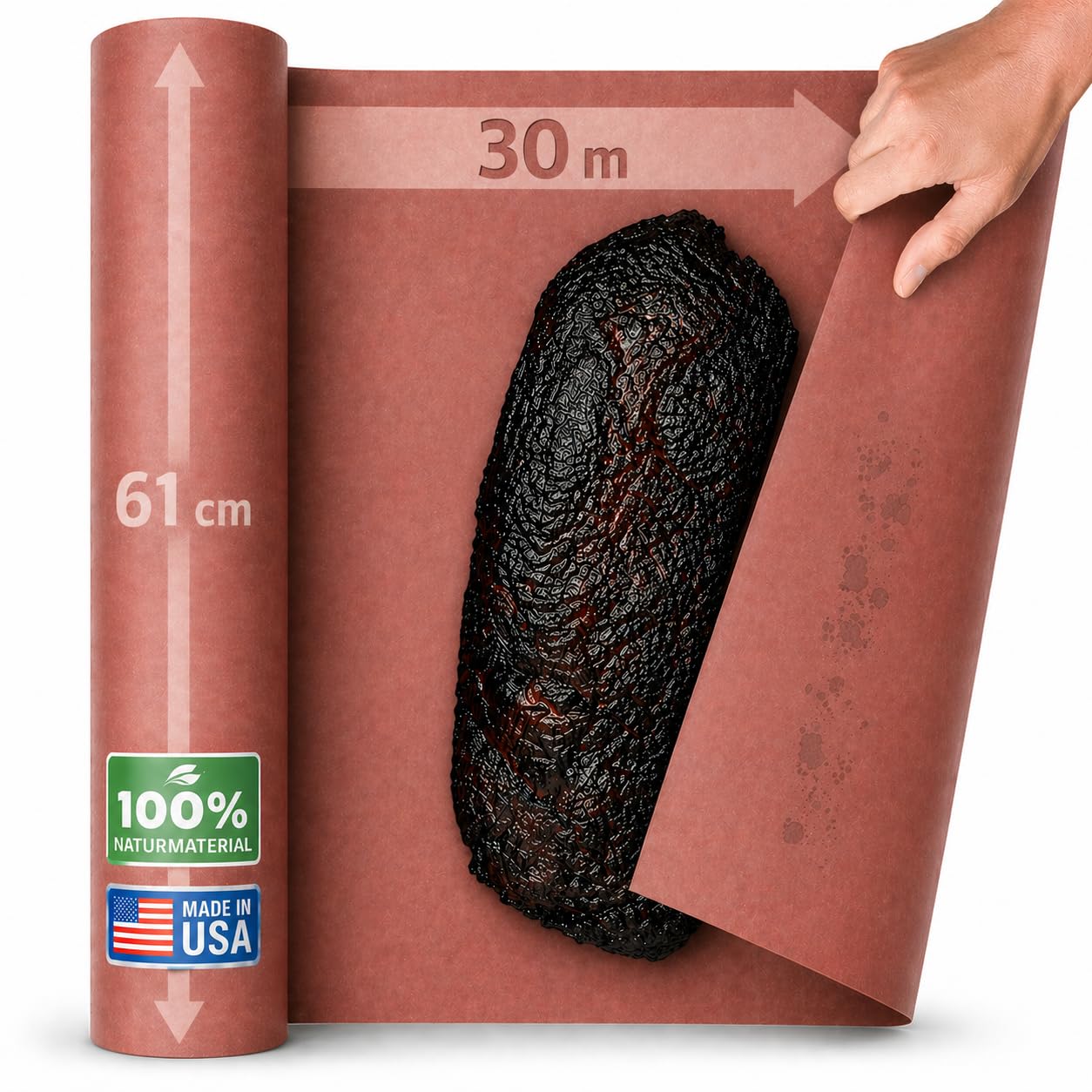 Oren Pink Butcher Paper - ORIGINAL US-IMPORT - 30 Meter x 61 cm - Metzger Papier – für BBQ Smoker Grill