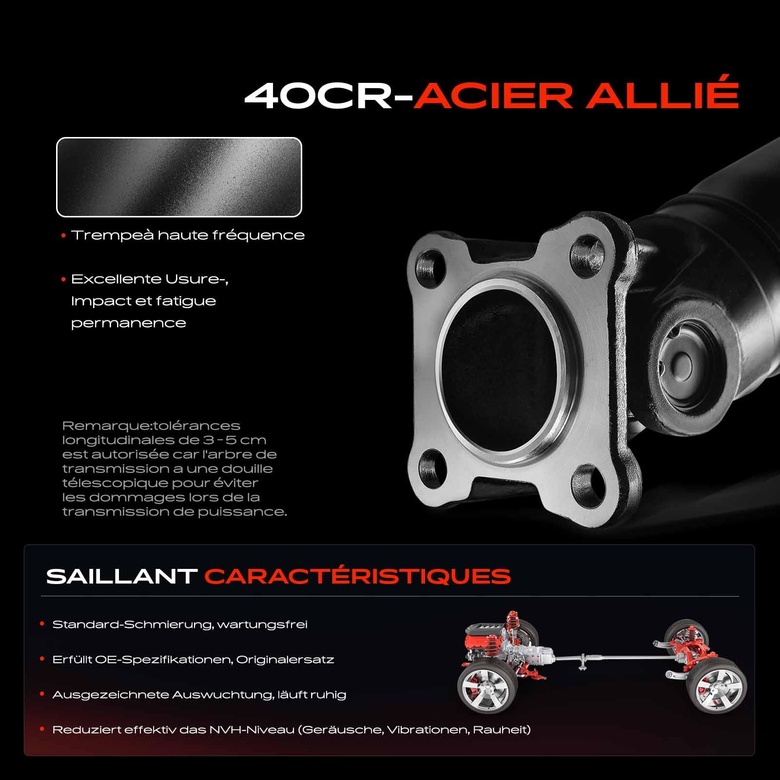 Frankberg Arbre de Cardan Arrière Compatible avec Sorento I JC 2.5 CRDi 4WD 2.5 CRDi 2002-2011 Remplacer# 49100-3E300