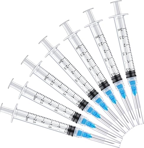 Paquete de 100 unidades de 0.1 fl oz con suministros de laboratorio de medición de plástico desechables de 23 Ga, envueltos individualmente sellados