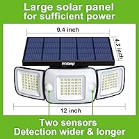Vista 3 de intelamp Luces solares para exteriores, sensor de movimiento de 6000mAh con sensores duales, luces solares impermeables de inundación de 270°