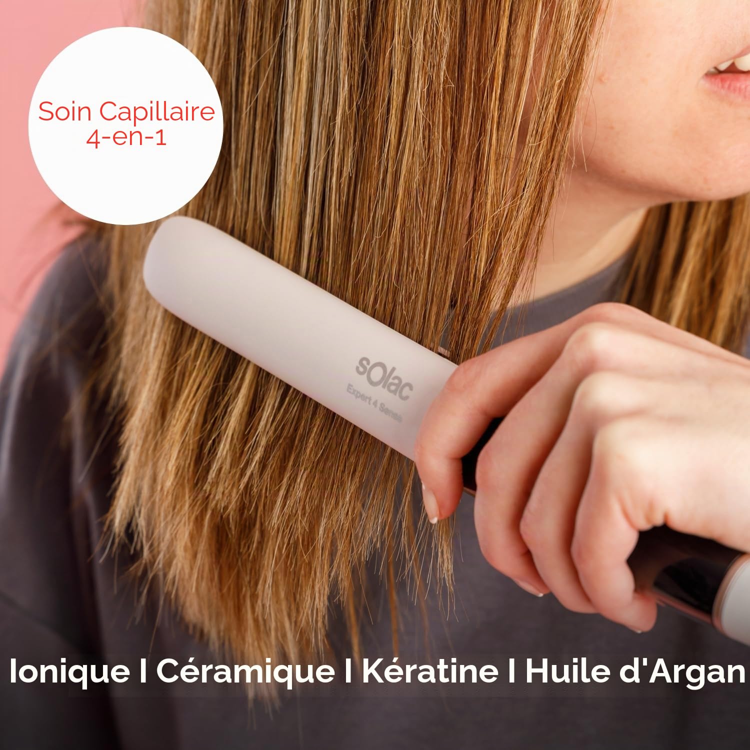 Solac – Lisseur Expert 4 Sense | 55W | Ionique | Plaques céramiques avec kératine et huile d’argan | 26x110 mm | Température 150–230 ºC | Écran LCD | Chauffe rapide