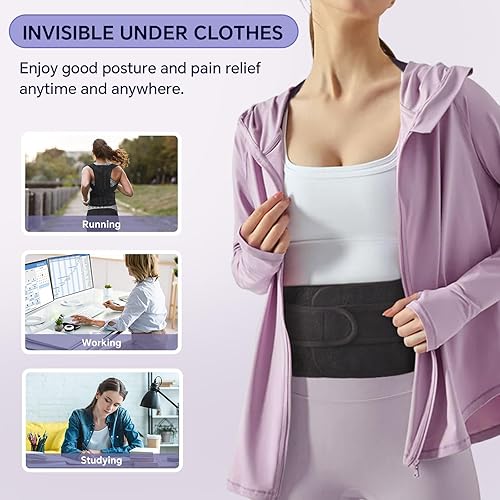 Miniatura 4 de Corrector de postura para mujeres y hombres con soporte lumbar ajustable, alivio del dolor de espalda superior y inferior para escoliosis ciática