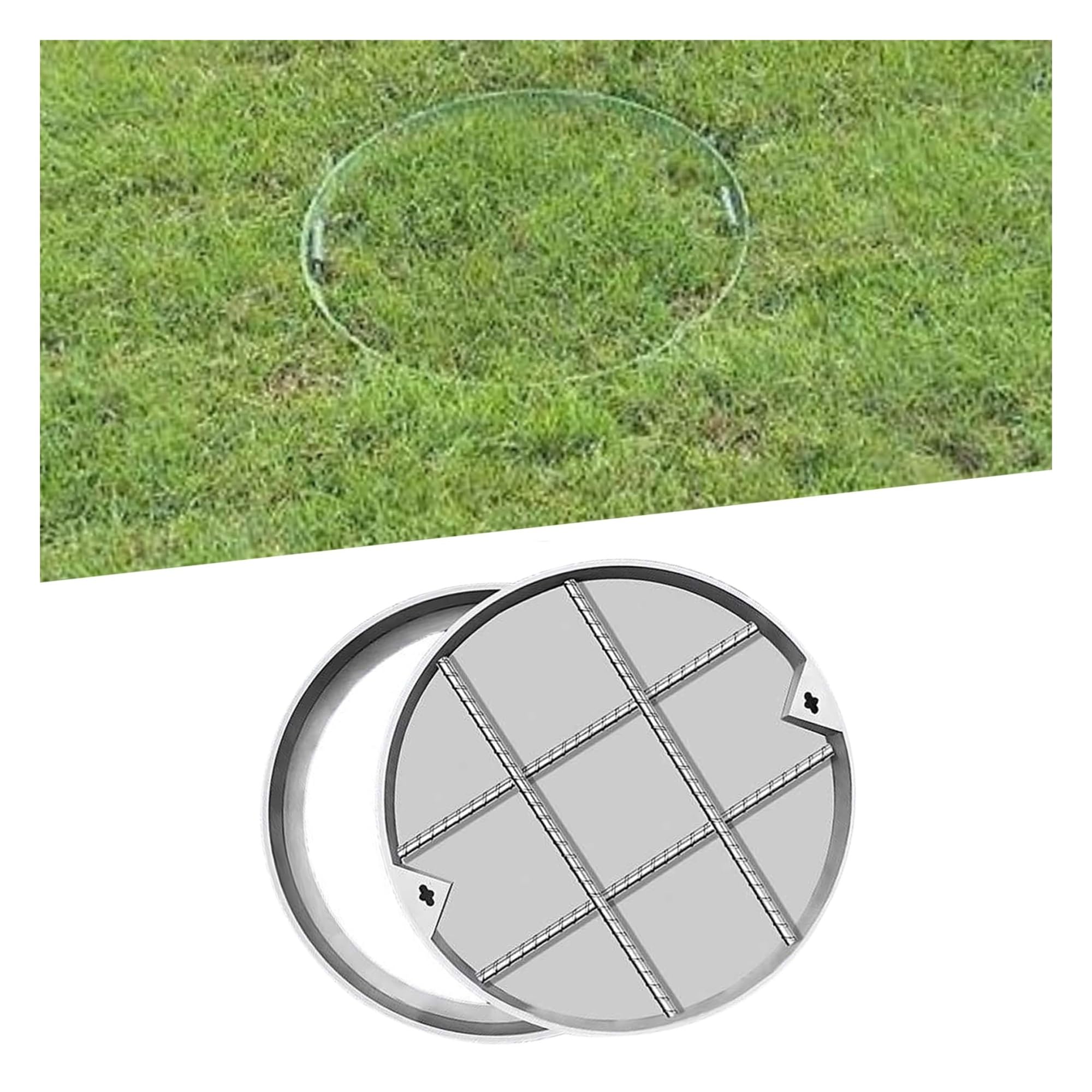 Stainless Steel Invisible Manhole Cover, Recessed Round Septic Tank Cover with Base, Commercial Recessed Sewage Basin, Garden Yard Septic Tank