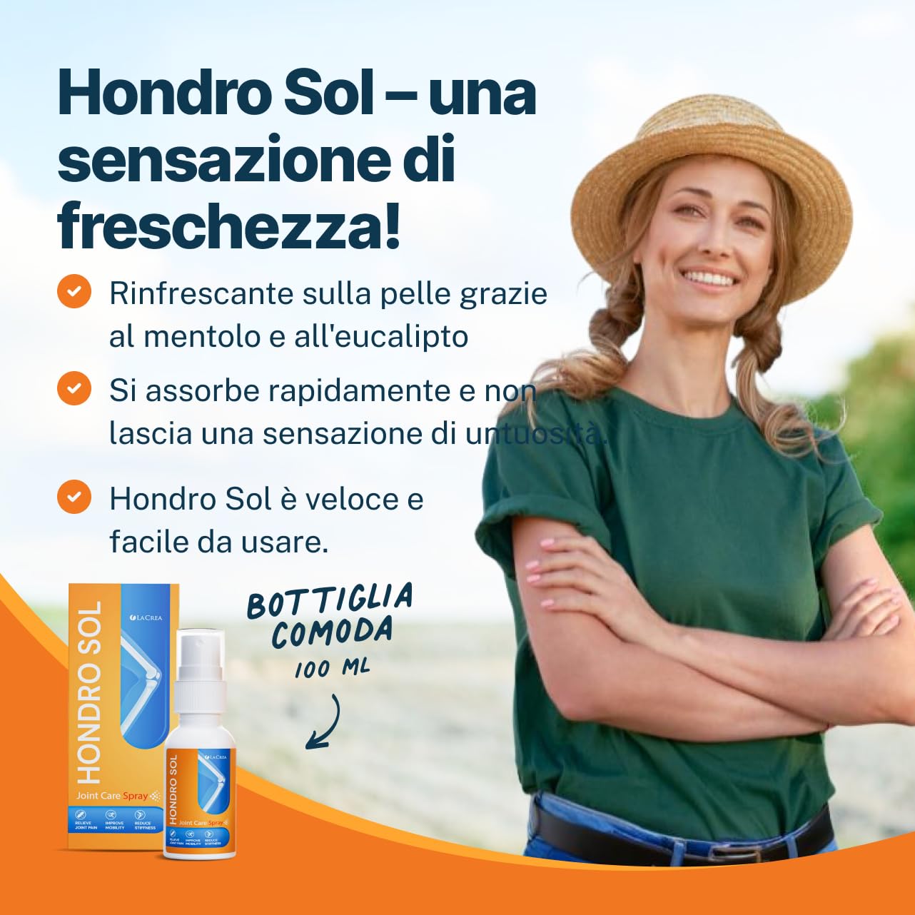 Hondro Sol, Spray naturale per la pelle, Aesculus Hippocastanum (Horse Chestnut) Seed Extract & Mentolo – 100 ml (3+2 Gratis)