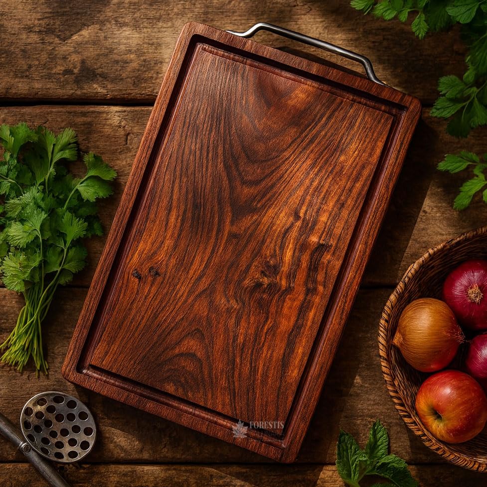 Image of Single Block Rosewood Chopping Board,Processed and Seasoned with Food Grade Mineral Oils,| Wooden Cutting Board for Kitchen(15x10 Inches) (Rosewood)