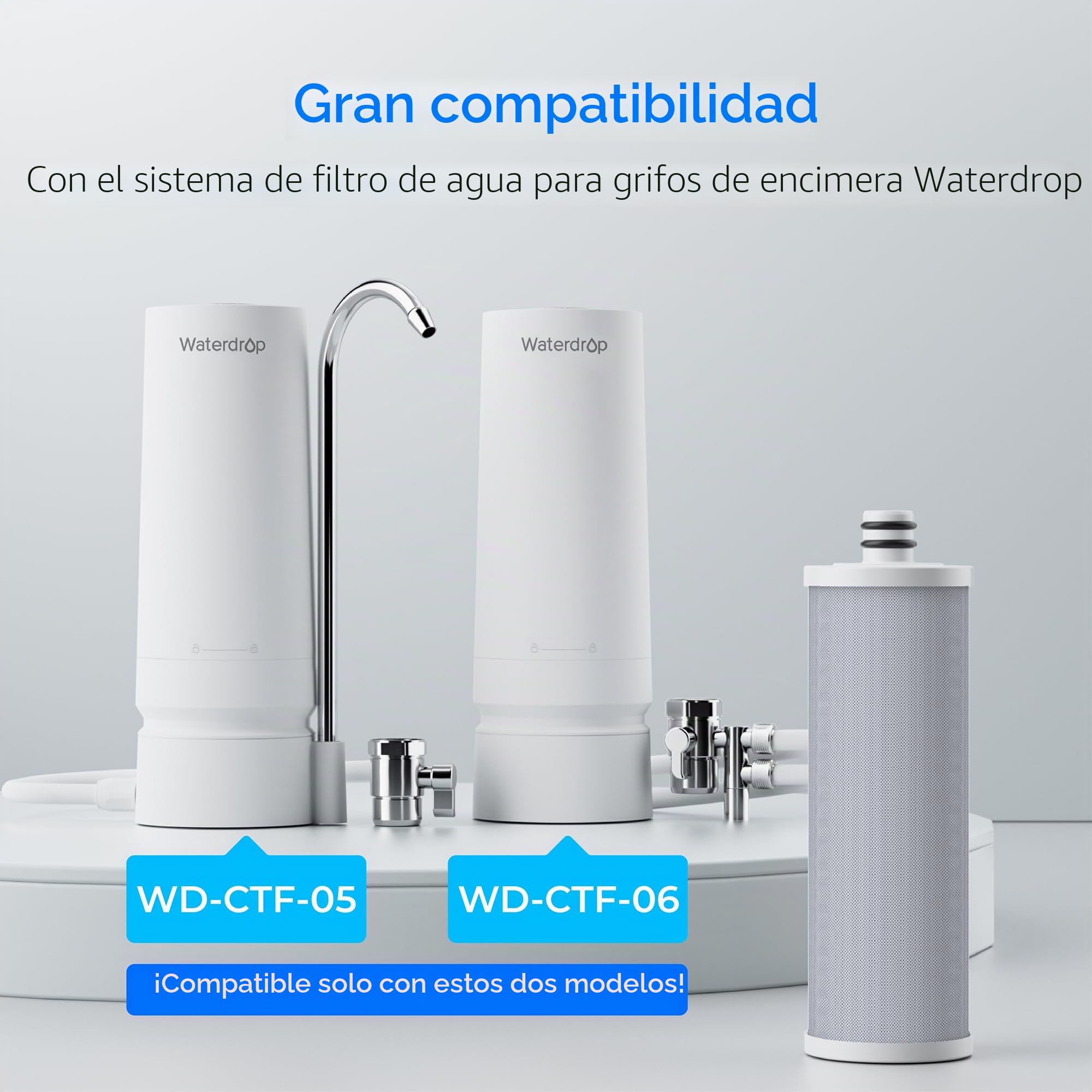 Waterdrop WD-CFF-03 Filtro de Reemplazo, Filtro de Agua para Encimera, Vida Útil de 4000 Galones, Filtros de Agua de Reemplazo para Fregadero, Reemplazo para WD-CTF-05, WD-CTF-06, 1 Paquete