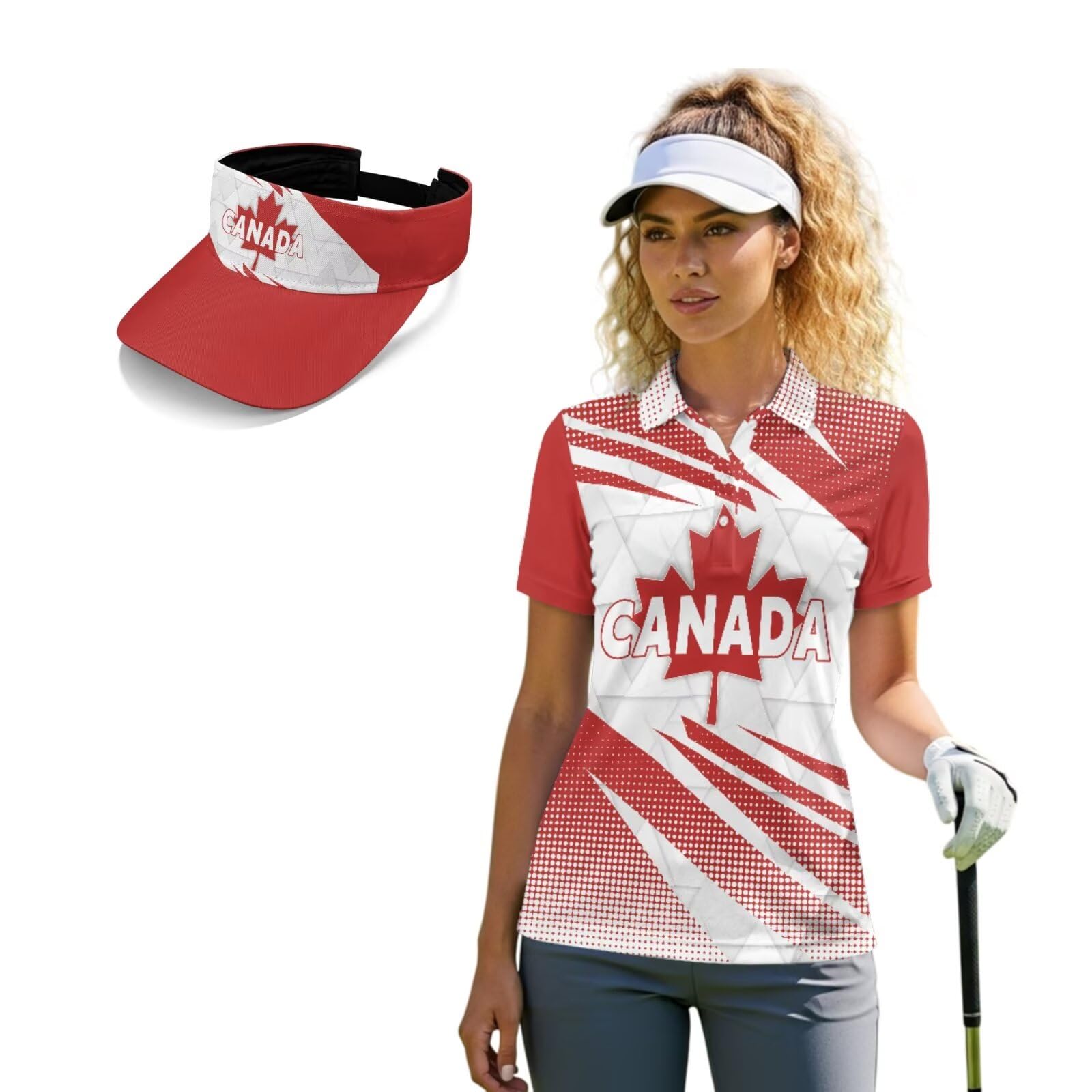 Jrysaedy Womens Golf Shirts and Matching Visor Hat Set Short Sleeve Golf Tops UV Protection Athletic Outfit