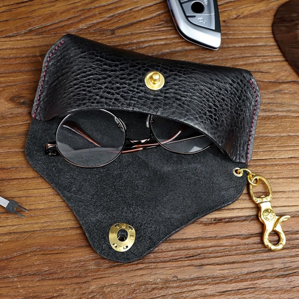 Etui na okulary, przenośne skórzane etui na okulary, etui na okulary przeciwsłoneczne w stylu retro, wąskie etui dla kobiet, mężczyzn, poziome etui na okulary