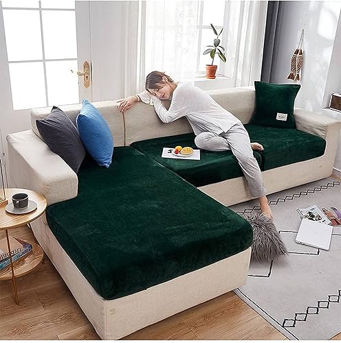Funda de cojín de terciopelo para sofá en forma de L, funda elástica para cojines de asiento, protector de muebles suave y antideslizante para silla