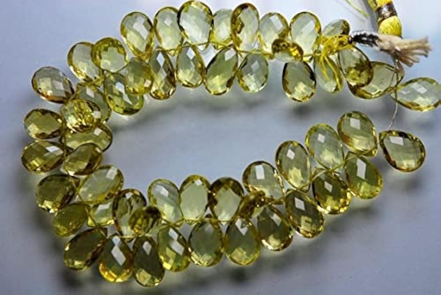 Faceted Large Pear Briolettes : perles de quartz citron haut de gamme pour joaillerie artisanale