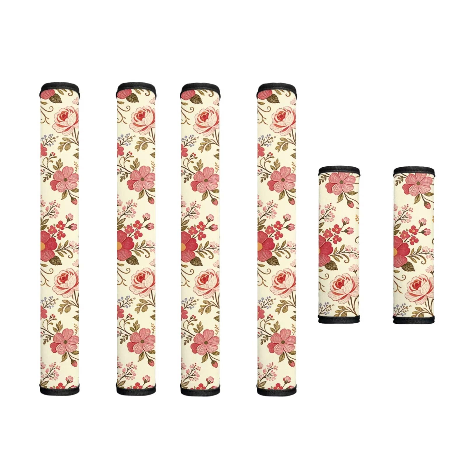 Refrigerator Door Handle Covers Set of 6 Kitchen Electrical Appliance Decor Handles Keep Clean Anti-Slip Fridge Accessories Home Decor, Pink Floral Cream White