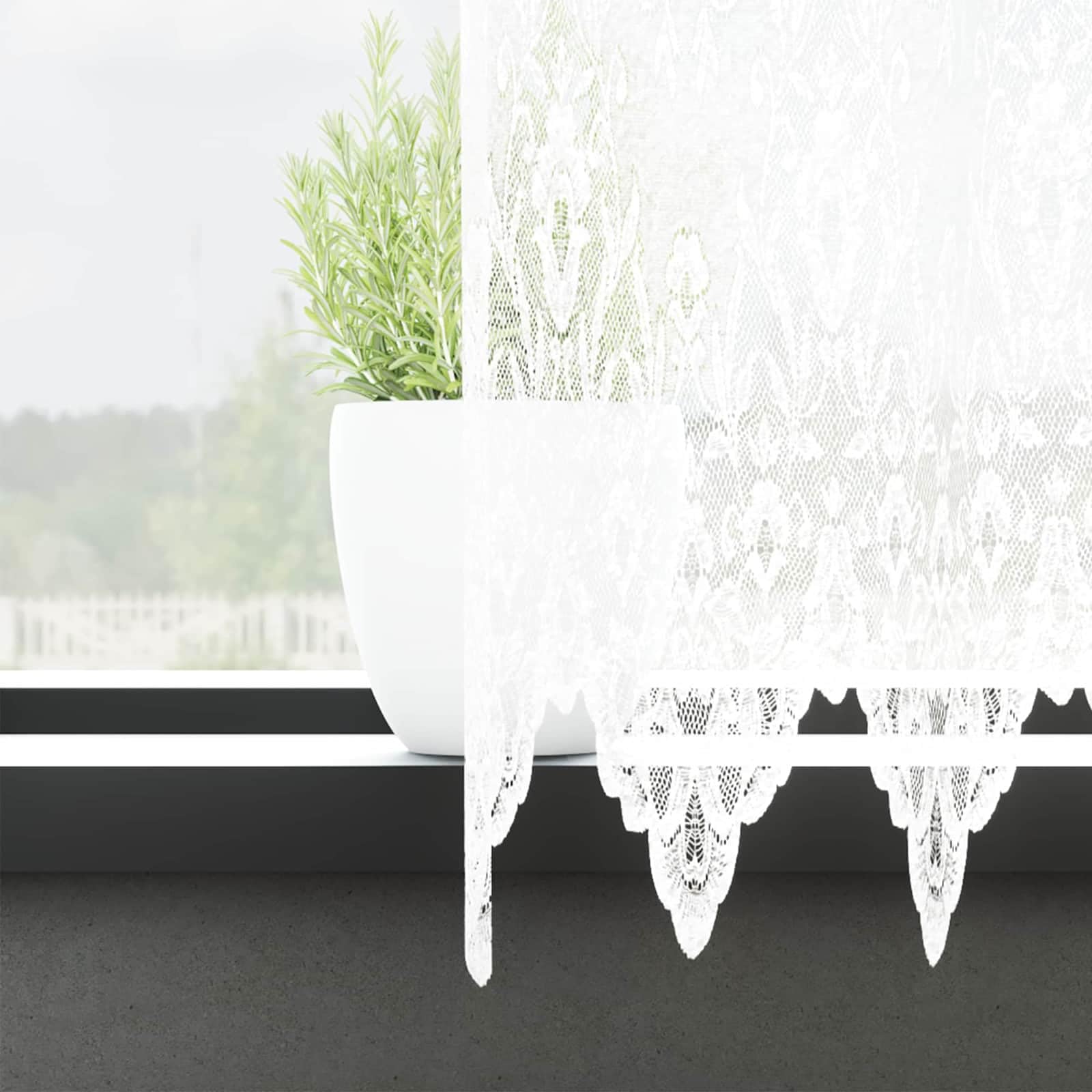 Cortina de encaje blanco de poliéster 260 x 1200 cm con protección visual y oscurecimiento para salón, dormitorio, habitación infantil