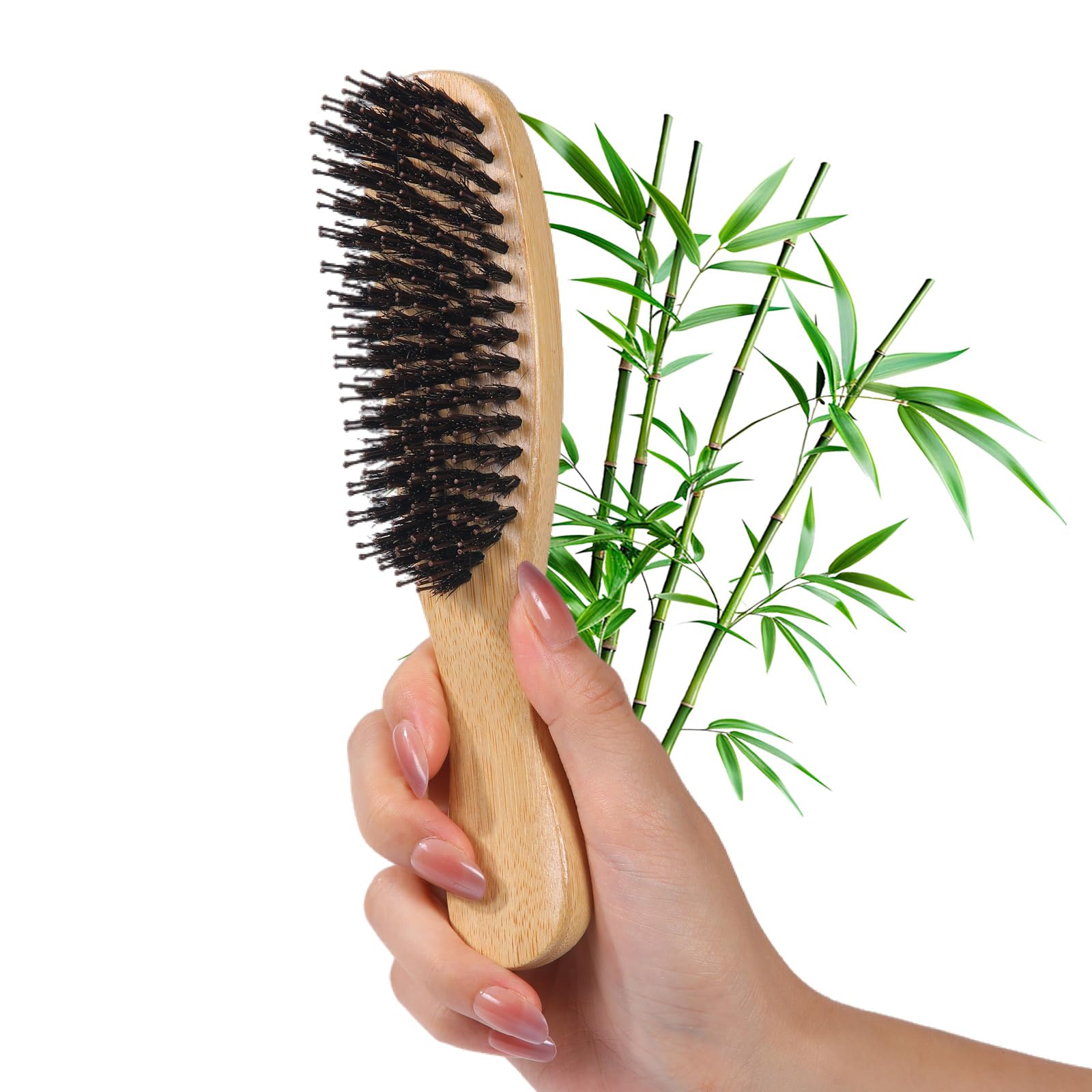 Photo 1 of PERFEHAIR Boar Bristle Hair Brush for Women & Men – Small Bamboo Handle Hairbrush with Natural Boar & Nylon Bristles for Fine, Thin,Thick Hair, Smoothing & Detangling Brush for Shine & Frizz Control