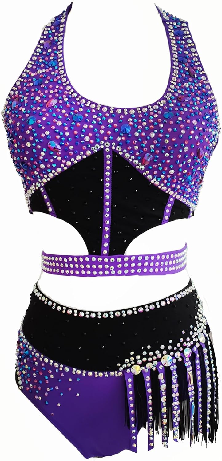 Lyrical Modern Dance Dress Purple with Breathable Mesh Custom for Girls Performance or Competition