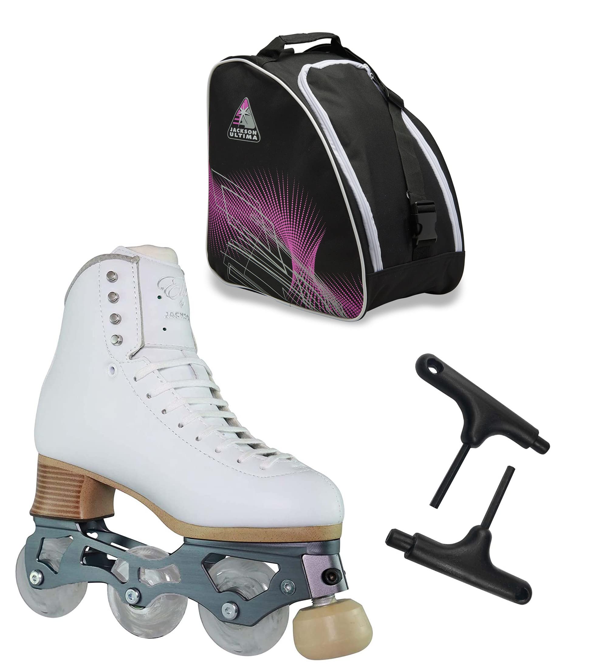 Jackson Utima Inline Roller Skates/White Elle Women's Size 6 / Bundle with Bag JL350 and Wrench Tool 2pcs / JUST LAUNCHED 2022