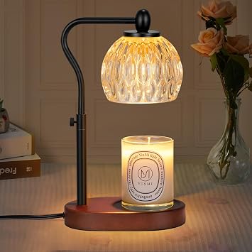 Candle Lamp with Timer & Dimmer - Height Adjustable for Scented Candles, with 2 * 50W Bulbs - Home Decor Gift for Mothers Day Black