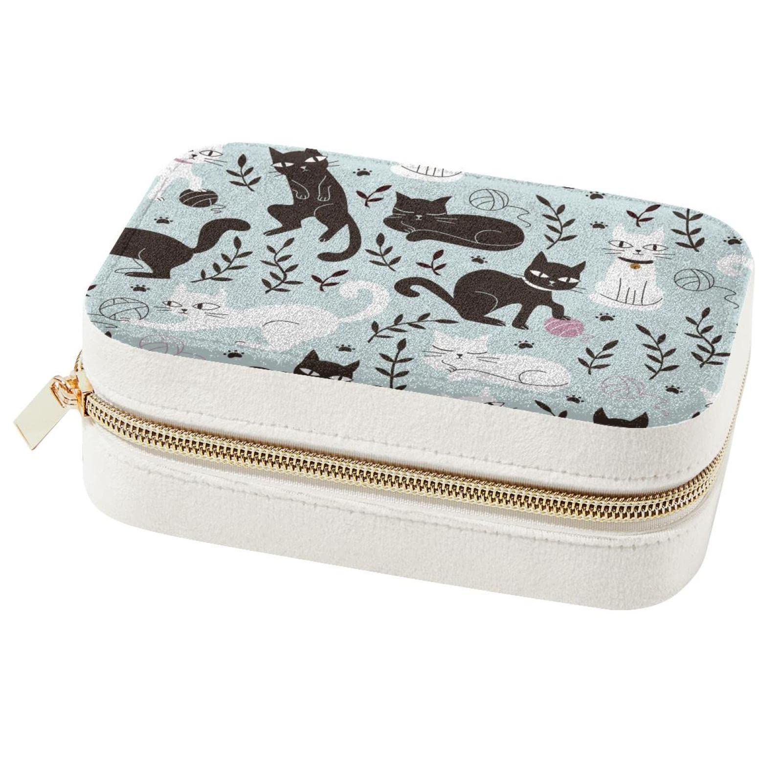 Organiseur de bijoux de voyage chat et fleurs pour le rangement des filles