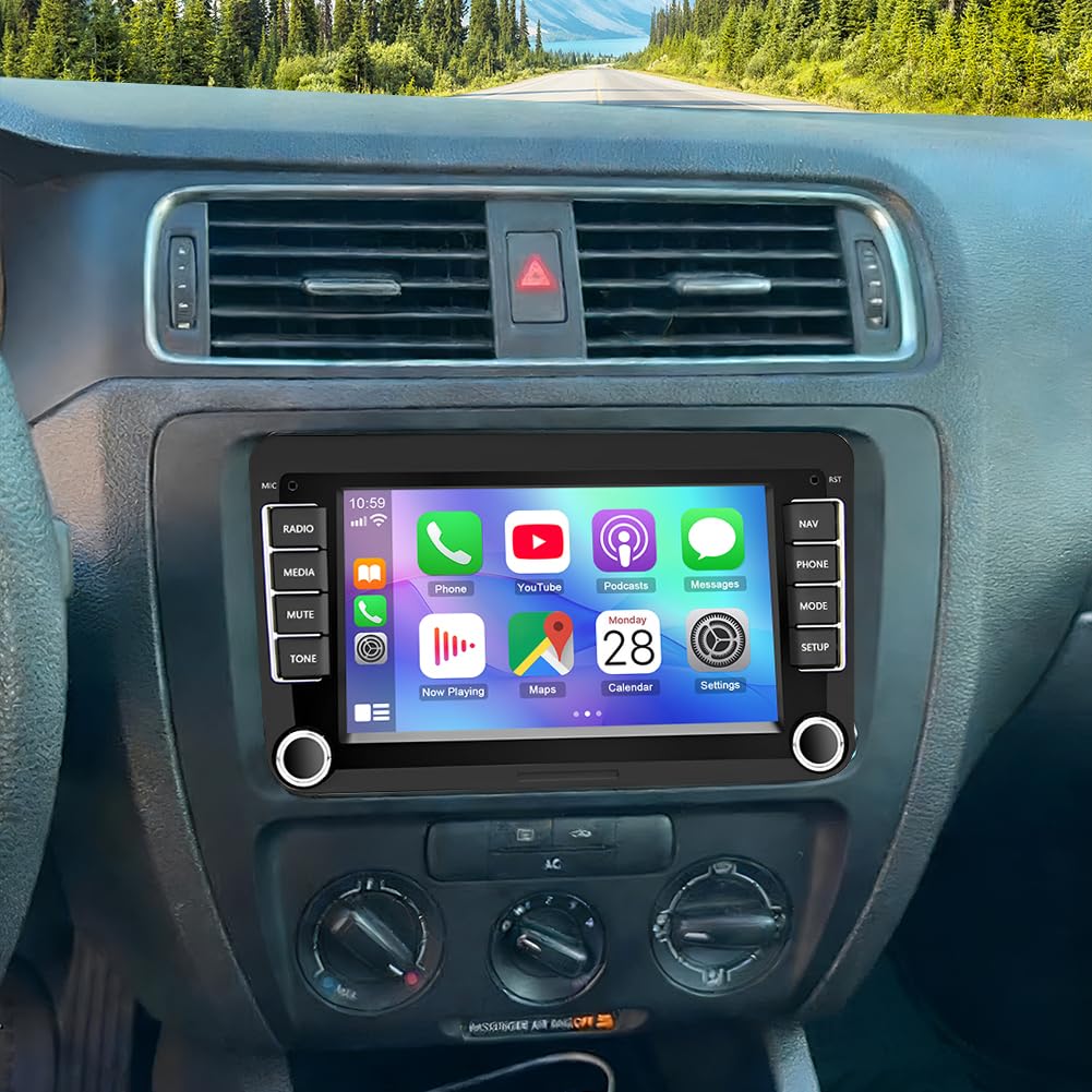 2+64G Android 13 radio samochodowe stereo do VW Jetta Seat Passat Tiguan CC z bezprzewodowym Carplay Android Auto, radio z ekranem dotykowym 7" z nawigacją GPS FM RDS Bluetooth WiFi