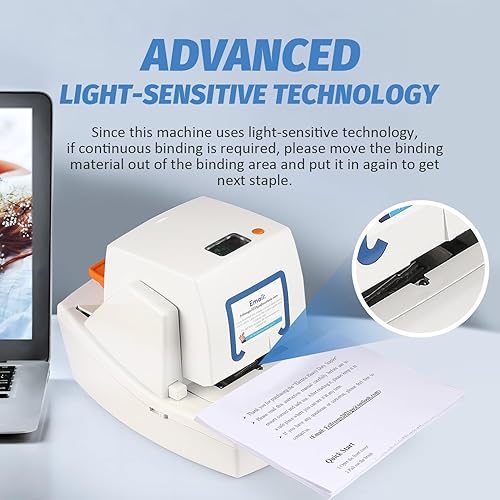 Miniatura 6 de Frifreego Engrapadora eléctrica mejorada, capacidad de 65 a 70 hojas, velocidad de encuadernación y margen ajustable, engrapadora automática