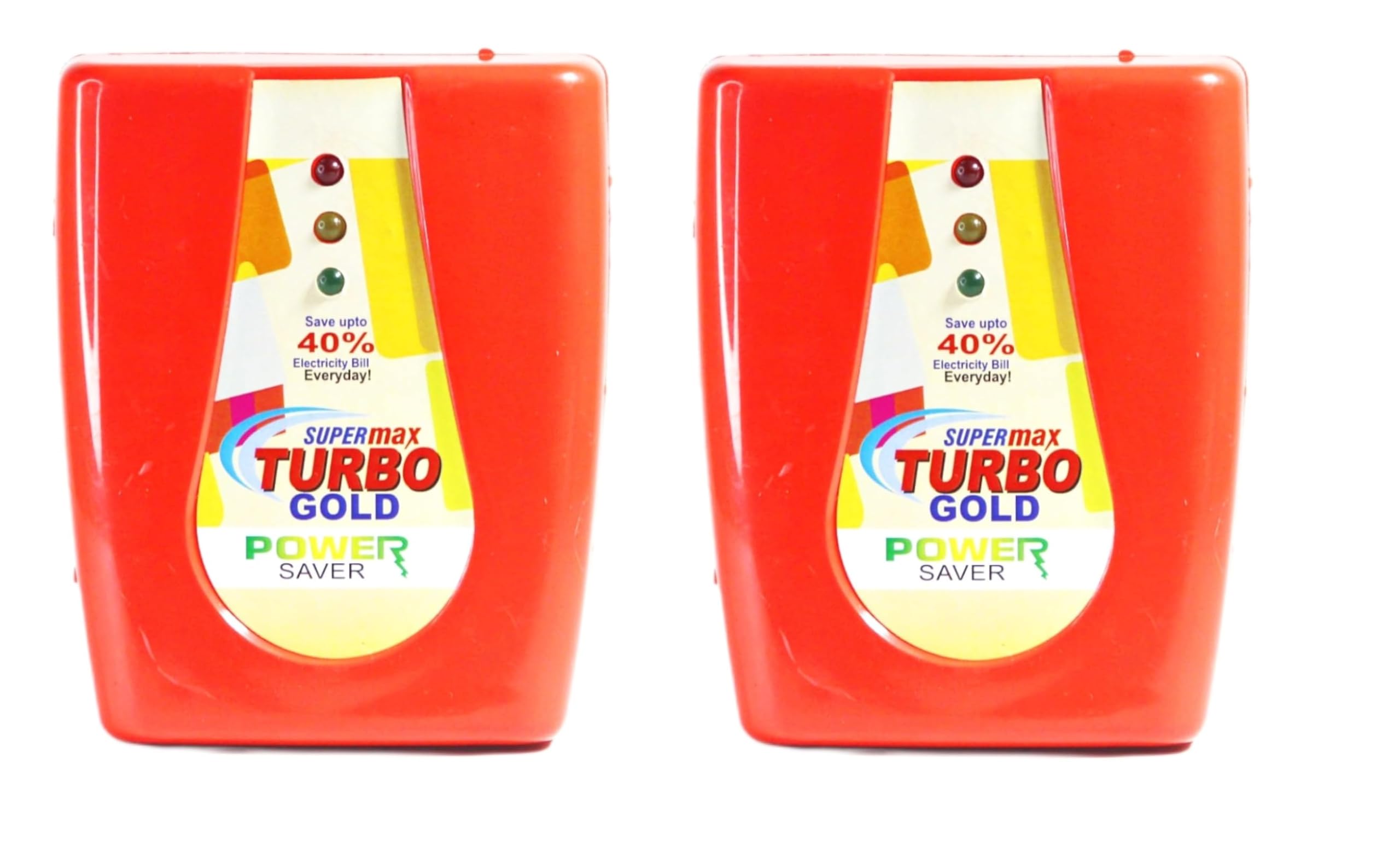 DIGSMORDEN Super Turbo Gold Power Saver Device (Red) – Pack of 2 | Save Up to 40% Electricity Everyday | Smart Power & Energy Saver for Home, Office, Shops & Industrial Use | Money Saving Device