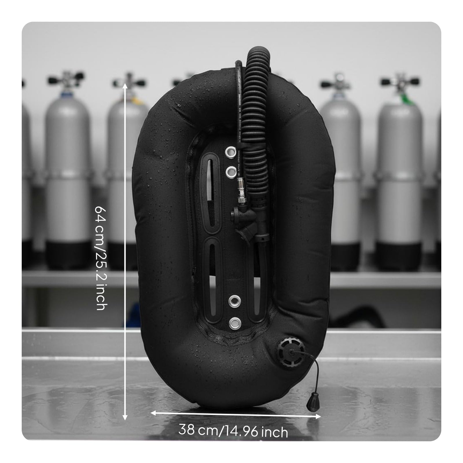 Aile de Plongée Nylon Compensateur de Flottabilité Donut Wing Gilet Stabilisateur Cellule d'air Gonflage Rapide 25lbs et 30lbs Air Fluide Adaptée , Noir
