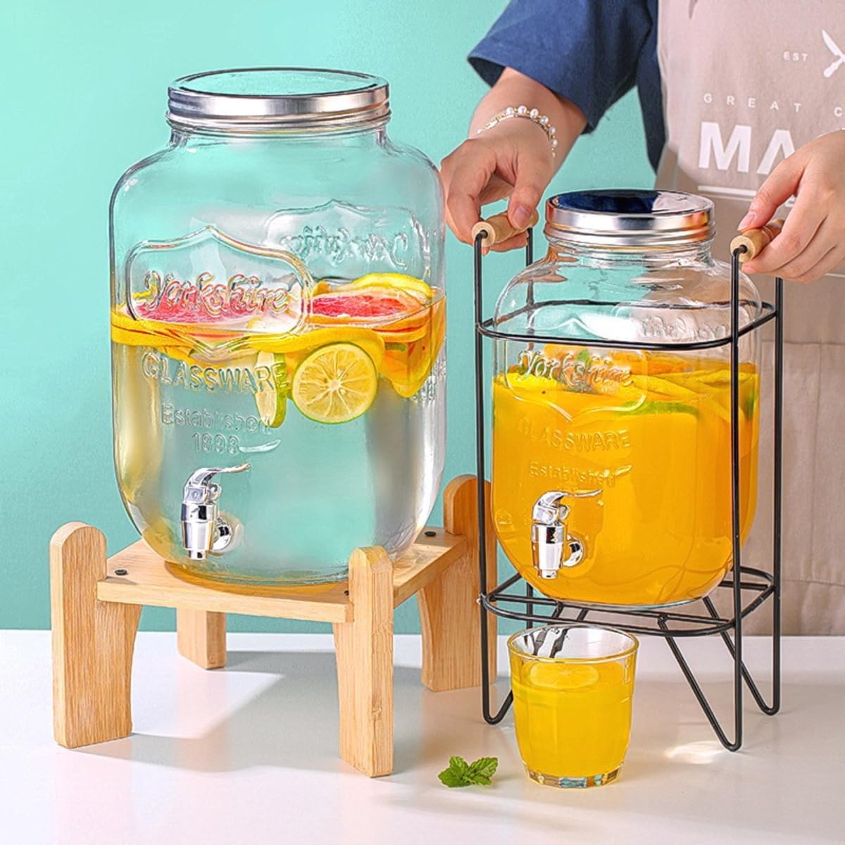 ドリンクサーバー ガラス ドリンク サーバー ステンレス製の蛇口 梅酒 ジュース ビールき大容量 保存ボトルプ 密閉缶 保存容器 キ