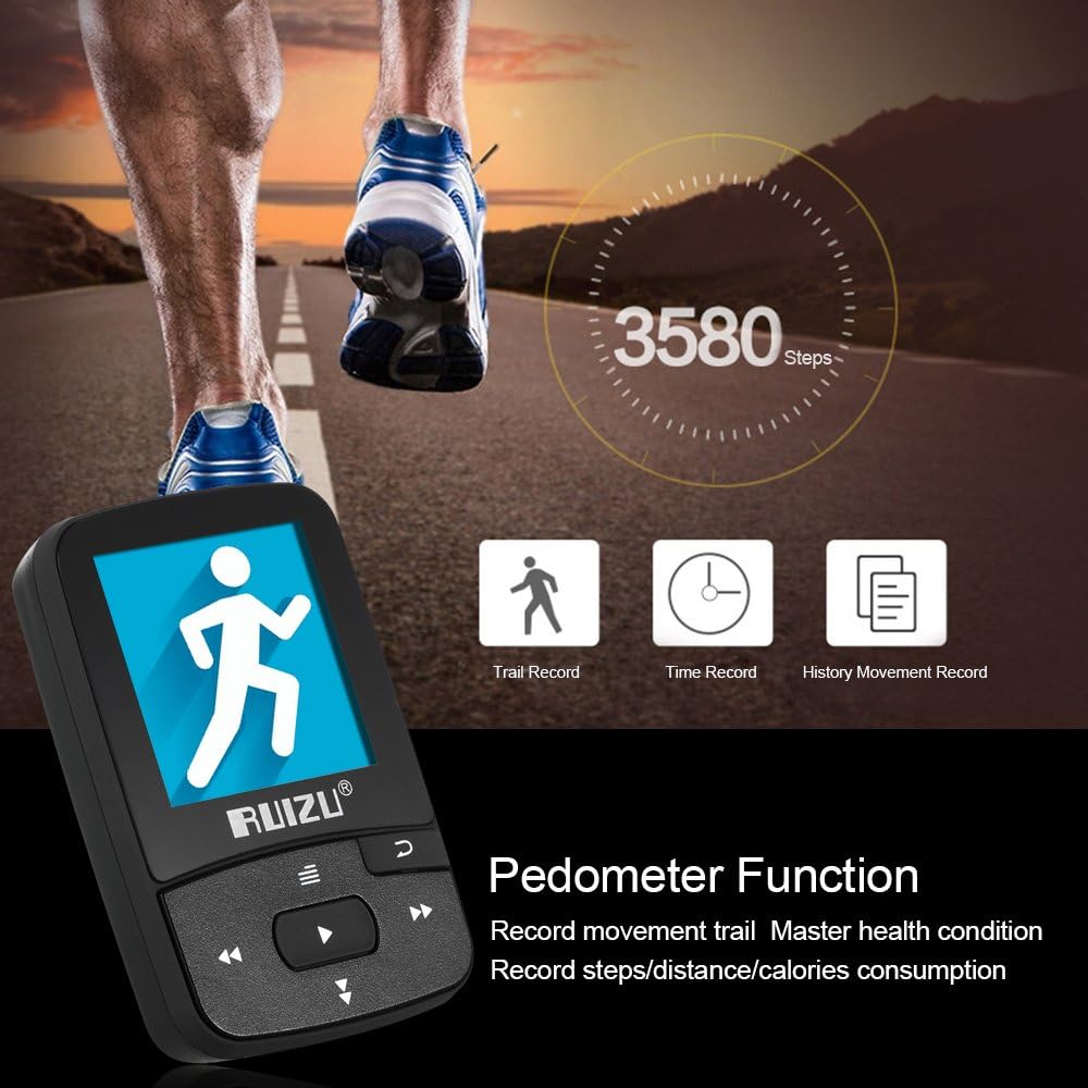 RUIZU X50 MP3 MP4 Player showing pedometer function