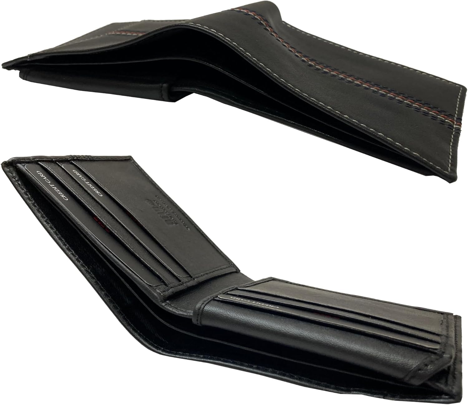 RIVET & BURR Genuine Leather Men’s Bifold Wallet for Men – RFID Blocking, Multi-Color Contrast Stitch – Gift Box, Keychain & Vanity Tray (Black) - Image 4