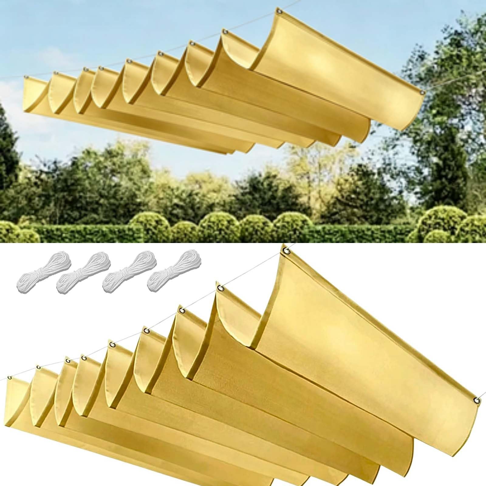 Filet d'ombrage 145x460 cm anti-UV voile rétractable vague jaune sable pour balcon