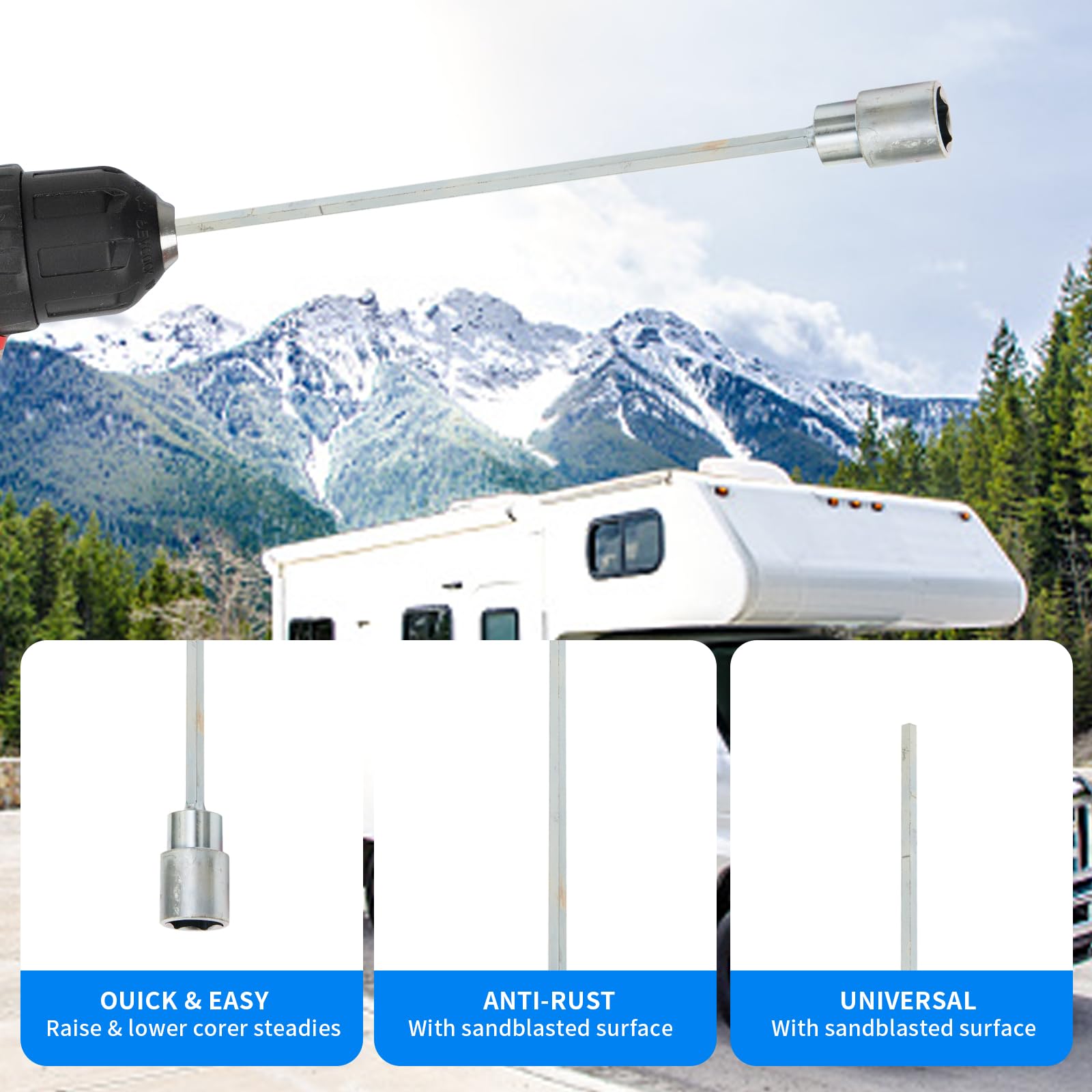 Caravan Corner Steady Drill adapter, Caravan Extension Socket Jack, 30 cm, stojak na nogi do przyczep kempingowych, nastawka wiertła, 19 mm Caravan Drill Leg Winder adapter akcesoria, elektryczna
