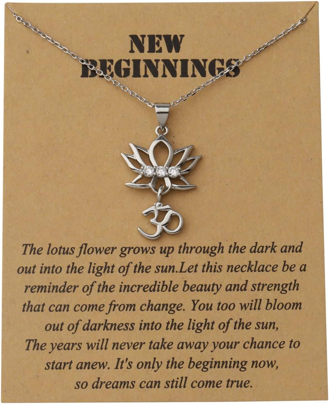 bobauna Yoga Lotus Flower Aum Om Ohm Sanskrit Symbol Pendant Necklace Spiritual Jewelry Inspirational Gift Gift