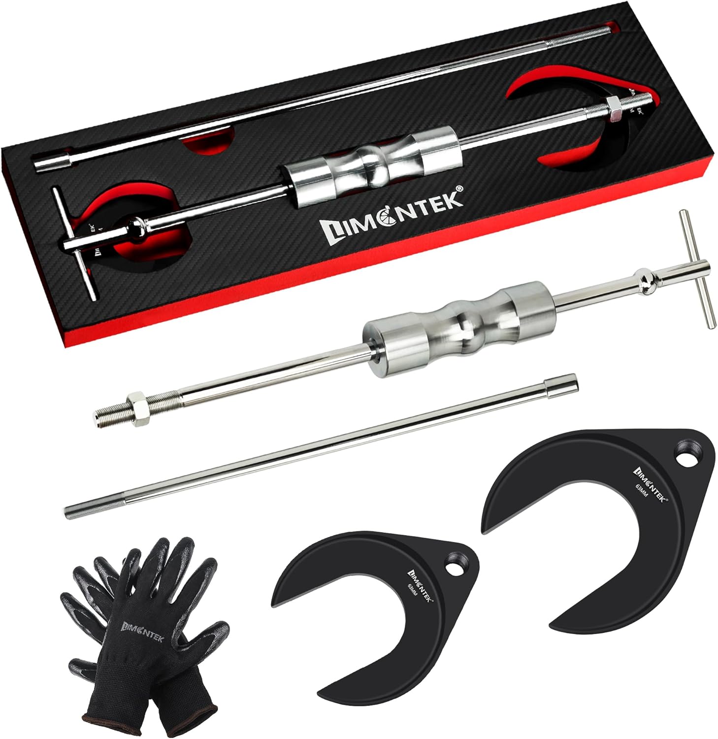 Inner CV Axle Puller Removal Tool with Slide Hammer & 48mm 63mm CV Joint Fork Adapter, Front Wheel Drive Axle Puller Slide Hammer Set (6pcs Set with eva Box) EVA Set