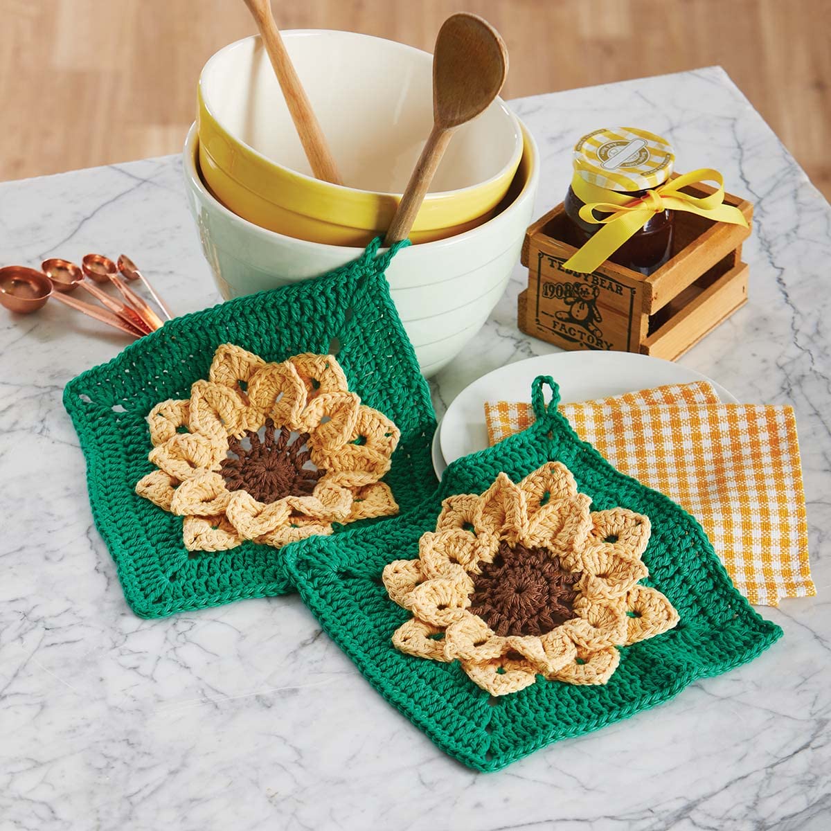 Herrschners Sunflower Dishcloths Crochet Kit