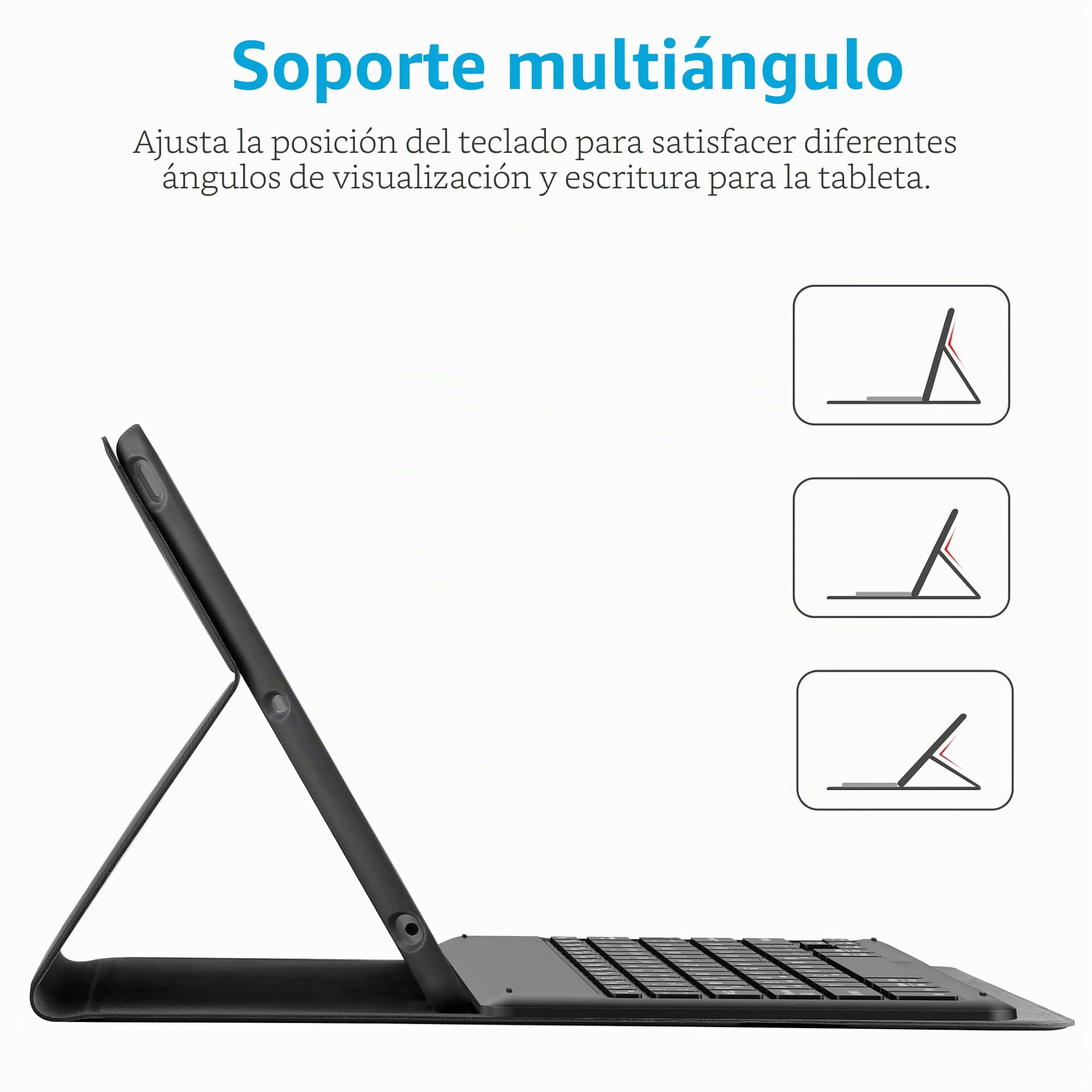 EasyAcc Funda con Teclado Compatible con iPad de 6ª generación 2018/5ª generación 2017, iPad Air 2 y 1, inalámbrico Bluetooth QWERTZ alemán con Soporte para bolígrafo, Color Negro