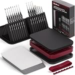Nicpro Professional Miniature Painting Acrylic Kit, Stay Wet Palette & 16PCS Detail Paint Brushes Drybrush with Nylon Bag, Pallet Paper, 4PCS Sponge, Mixing Paint Saver Palette for by Number Models