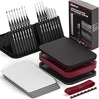 Nicpro Kit profissional de pintura em miniatura, paleta Stay Wet e 16 pincéis de pintura com detalhes em bolsa de nylon, 100 peças de papel palete, 4 peças de esponja, paleta de mistura para modelo em