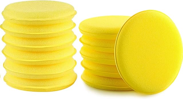 12 PCS Car Wax Applicator Pads, VEGCOO 4 Inches Sponge Car Polishing Pad, Soft Foam Applicator Cleaning Pads for Cleaning Car Vehicle Window Glass, Yellow (12 Pcs)